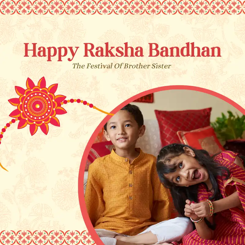 Traditional Indian Raksha Bandhan scene with poetic Hindi Shayari overlay